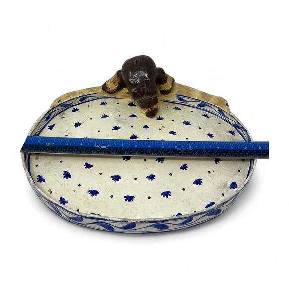 Vintage Paper Mache Bassett Hound Dog Valet Tray Hand Painted Folk Art Boho Rare - Picture 15 of 16